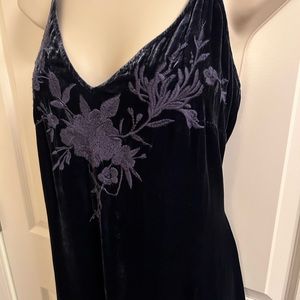 Johnny Was - Blue velvet Spaghetti strap high low midi dress Sz Medium NWOT